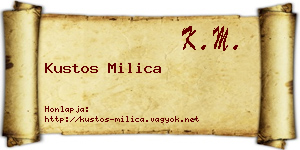 Kustos Milica névjegykártya